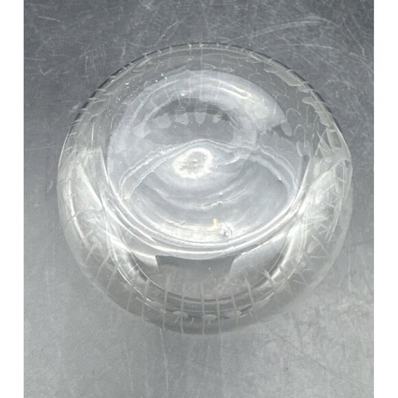 VTG Etched Glass Crystal Preserve Marmalade Jam Honey Jar Lidded Pot Retro 4” - Picture 4 of 8